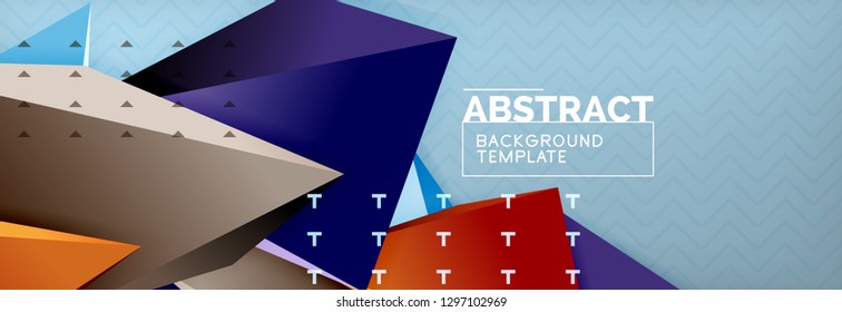 Abstract background, colorful minimal abstract triangle composition. Vector illustration, modern 3d triangular poster