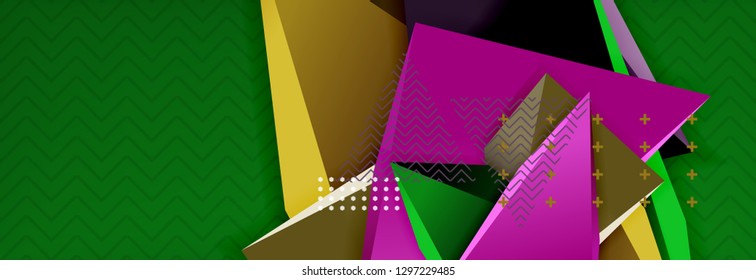 Abstract background, colorful minimal abstract triangle composition. Vector illustration, modern 3d triangular poster