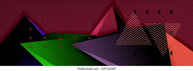 Abstract background, colorful minimal abstract triangle composition. Vector illustration, modern 3d triangular poster