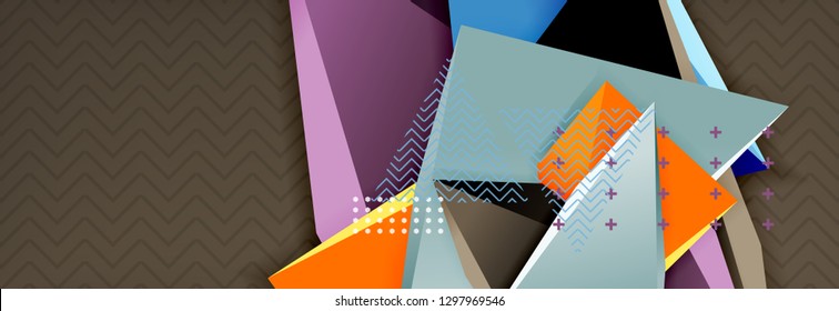 Abstract background, colorful minimal abstract triangle composition. Vector illustration, modern 3d triangular poster