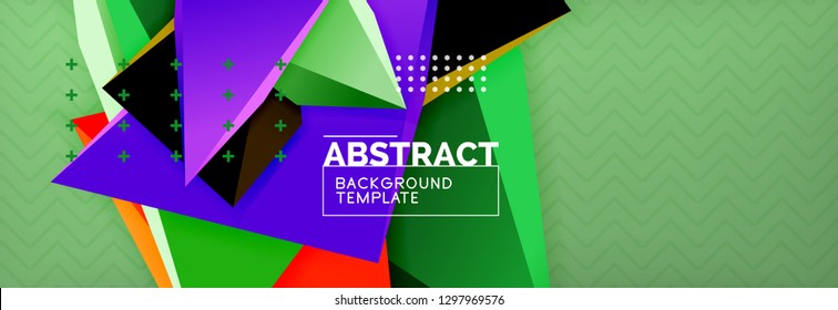Abstract background, colorful minimal abstract triangle composition. Vector illustration, modern 3d triangular poster