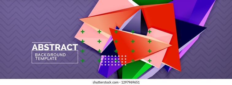 Abstract background, colorful minimal abstract triangle composition. Vector illustration, modern 3d triangular poster