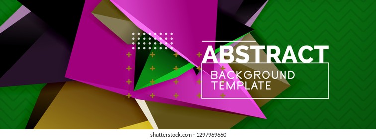 Abstract background, colorful minimal abstract triangle composition. Vector illustration, modern 3d triangular poster