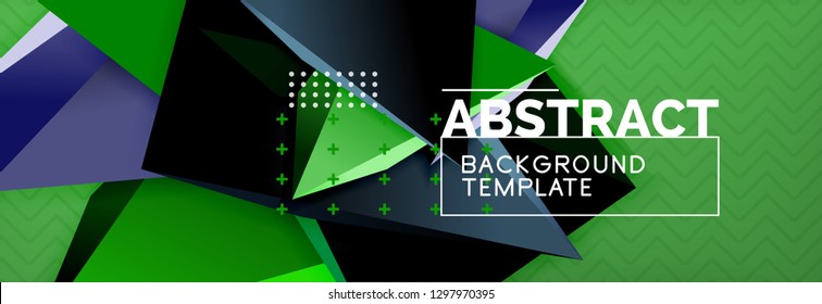 Abstrakter Hintergrund, bunter minimaler abstrakter Dreieck-Komposition. Vektorgrafik, modernes 3D-Dreieckspender