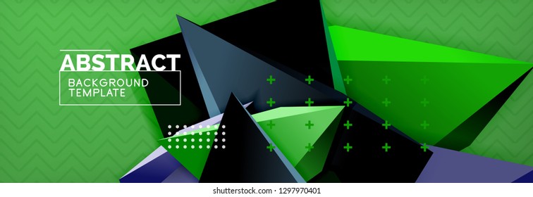 Abstract background, colorful minimal abstract triangle composition. Vector illustration, modern 3d triangular poster