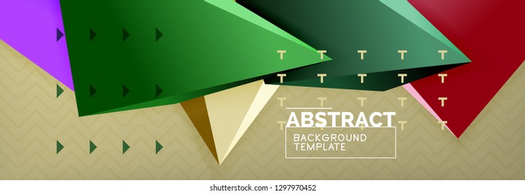 Abstract background, colorful minimal abstract triangle composition. Vector illustration, modern 3d triangular poster