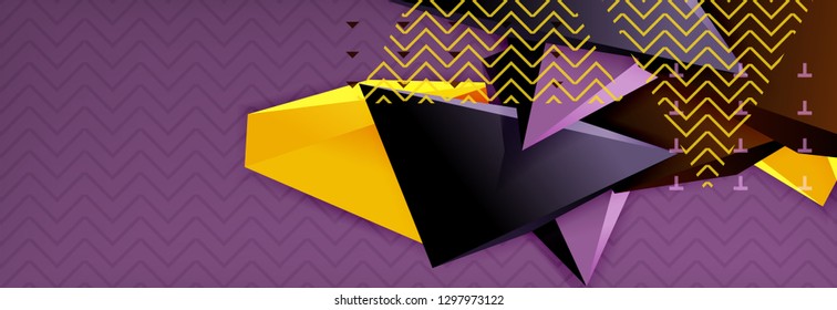Fondo abstracto, composición de triángulo abstracto colorida mínima. Ilustración vectorial, moderno afiche triangular 3d