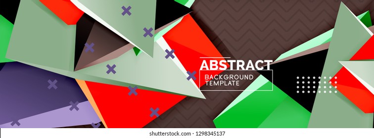 Fondo abstracto, composición de triángulo abstracto colorida mínima. Ilustración vectorial, moderno afiche triangular 3d