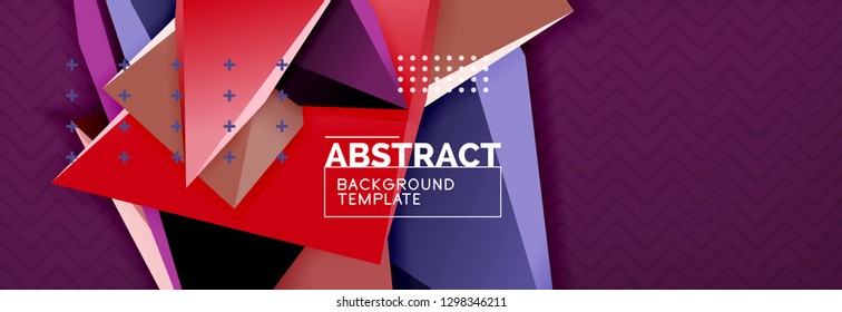 Abstract background, colorful minimal abstract triangle composition. Vector illustration, modern 3d triangular poster