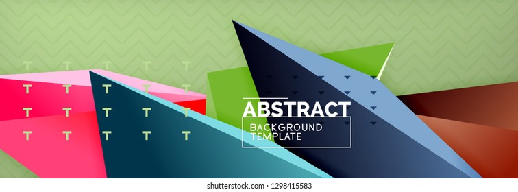Abstract background, colorful minimal abstract triangle composition. Vector illustration, modern 3d triangular poster