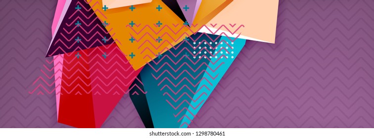 Abstract background, colorful minimal abstract triangle composition. Vector illustration, modern 3d triangular poster