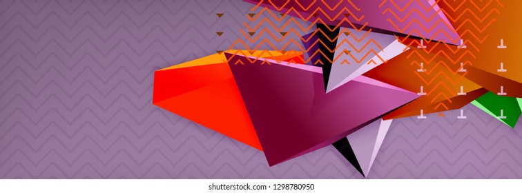 Fundo abstrato, colorida composição de triângulo abstrato mínimo. Ilustração vetorial, cartaz triangular 3d moderno