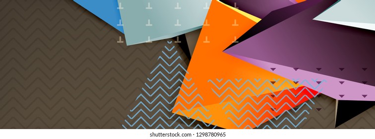 Abstract background, colorful minimal abstract triangle composition. Vector illustration, modern 3d triangular poster