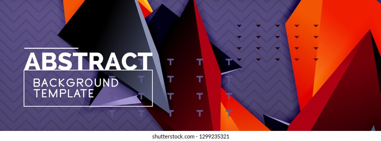 Abstract background, colorful minimal abstract triangle composition. Vector illustration, modern 3d triangular poster