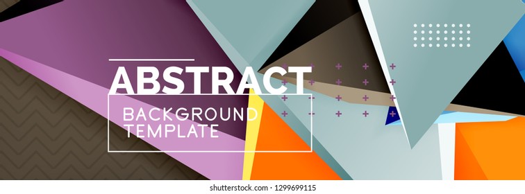 Abstract background, colorful minimal abstract triangle composition. Vector illustration, modern 3d triangular poster