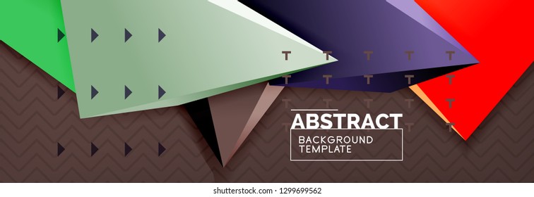 Abstract background, colorful minimal abstract triangle composition. Vector illustration, modern 3d triangular poster