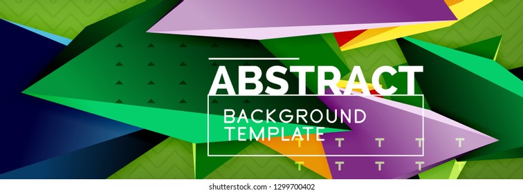 Abstract background, colorful minimal abstract triangle composition. Vector illustration, modern 3d triangular poster
