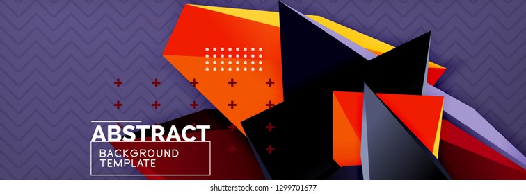 Abstract background, colorful minimal abstract triangle composition. Vector illustration, modern 3d triangular poster