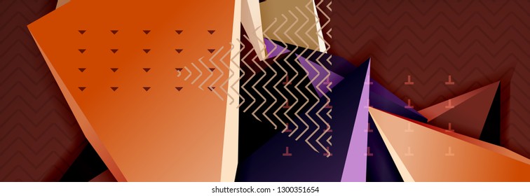 Abstract background, colorful minimal abstract triangle composition. Vector illustration, modern 3d triangular poster