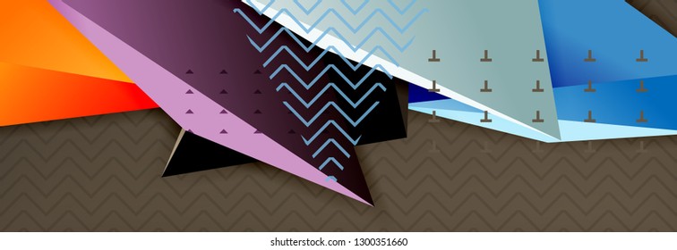 Abstract background, colorful minimal abstract triangle composition. Vector illustration, modern 3d triangular poster