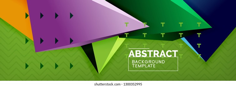 Abstract background, colorful minimal abstract triangle composition. Vector illustration, modern 3d triangular poster