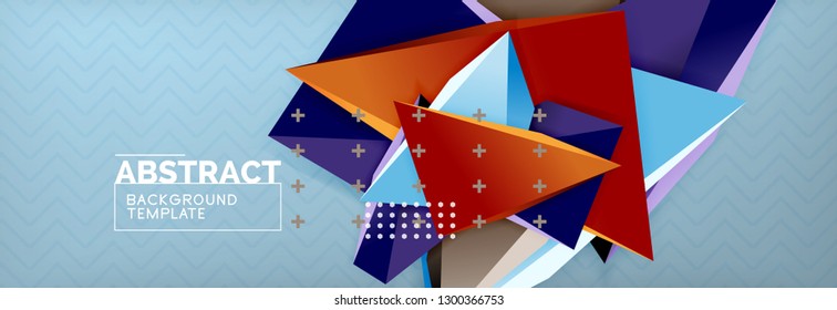 Abstract background, colorful minimal abstract triangle composition. Vector illustration, modern 3d triangular poster