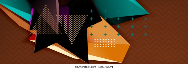 Abstract background, colorful minimal abstract triangle composition. Vector illustration, modern 3d triangular poster