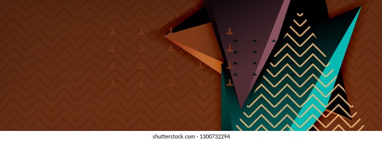 Abstract background, colorful minimal abstract triangle composition. Vector illustration, modern 3d triangular poster
