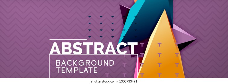 Abstract background, colorful minimal abstract triangle composition. Vector illustration, modern 3d triangular poster