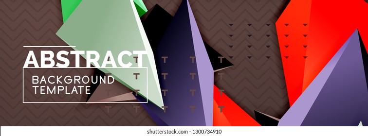 Abstrakter Hintergrund, bunter minimaler abstrakter Dreieck-Komposition. Vektorgrafik, modernes 3D-Dreieckspender
