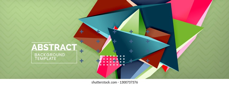 Abstract background, colorful minimal abstract triangle composition. Vector illustration, modern 3d triangular poster