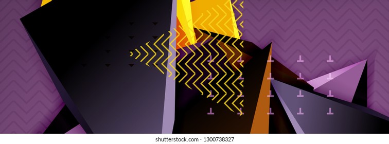 Fondo abstracto, composición de triángulo abstracto colorida mínima. Ilustración vectorial, moderno afiche triangular 3d