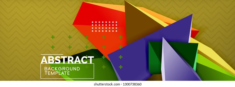 Abstract background, colorful minimal abstract triangle composition. Vector illustration, modern 3d triangular poster