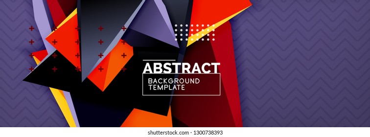 Fondo abstracto, composición de triángulo abstracto colorida mínima. Ilustración vectorial, moderno afiche triangular 3d