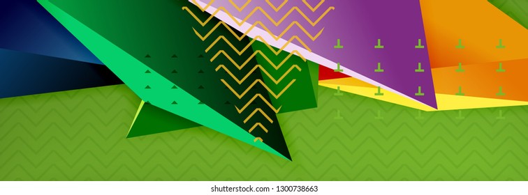 Abstract background, colorful minimal abstract triangle composition. Vector illustration, modern 3d triangular poster