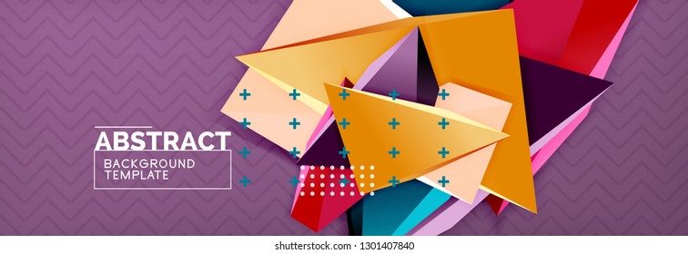 Abstract background, colorful minimal abstract triangle composition. Vector illustration, modern 3d triangular poster