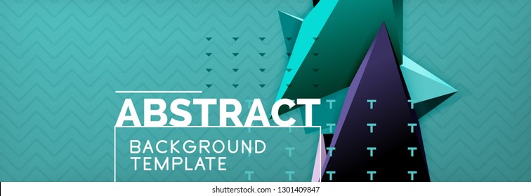 Abstract background, colorful minimal abstract triangle composition. Vector illustration, modern 3d triangular poster