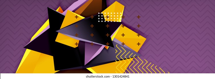 Abstract background, colorful minimal abstract triangle composition. Vector illustration, modern 3d triangular poster