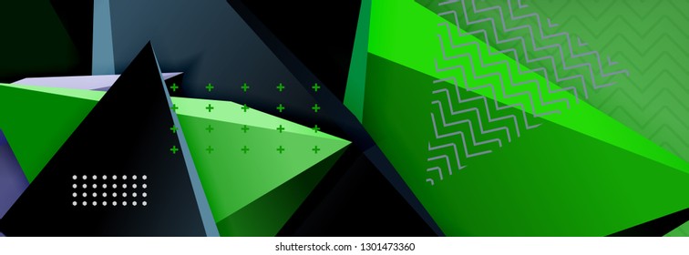 Fundo abstrato, colorida composição de triângulo abstrato mínimo. Ilustração vetorial, cartaz triangular 3d moderno
