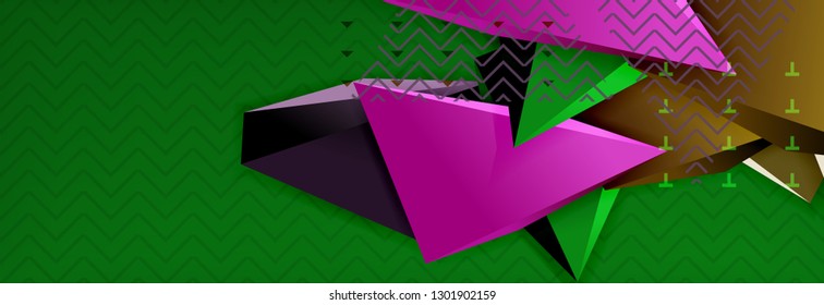 Abstract background, colorful minimal abstract triangle composition. Vector illustration, modern 3d triangular poster