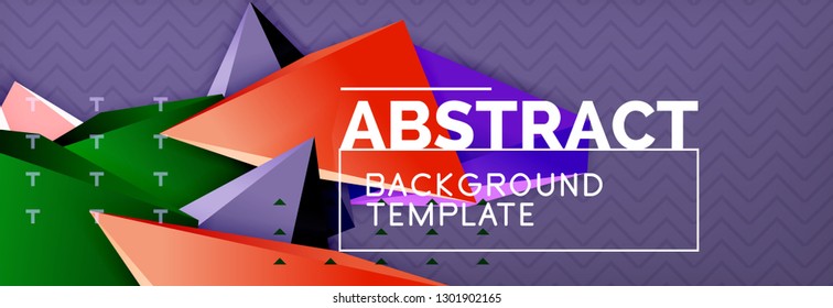 Abstrakter Hintergrund, bunter minimaler abstrakter Dreieck-Komposition. Vektorgrafik, modernes 3D-Dreieckspender