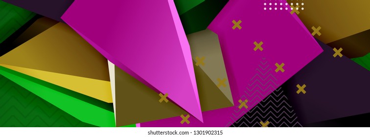 Abstract background, colorful minimal abstract triangle composition. Vector illustration, modern 3d triangular poster