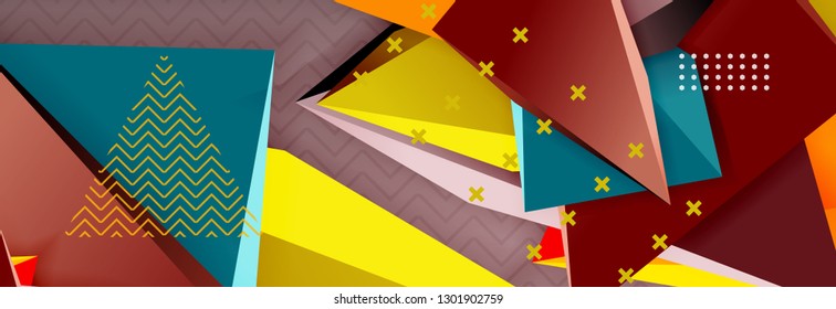 Abstract background, colorful minimal abstract triangle composition. Vector illustration, modern 3d triangular poster
