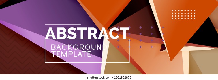 Abstract background, colorful minimal abstract triangle composition. Vector illustration, modern 3d triangular poster