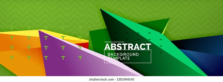Fundo abstrato, colorida composição de triângulo abstrato mínimo. Ilustração vetorial, cartaz triangular 3d moderno