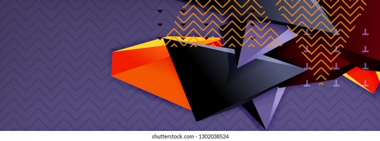 Abstrakter Hintergrund, bunter minimaler abstrakter Dreieck-Komposition. Vektorgrafik, modernes 3D-Dreieckspender