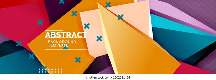 Abstract background, colorful minimal abstract triangle composition. Vector illustration, modern 3d triangular poster