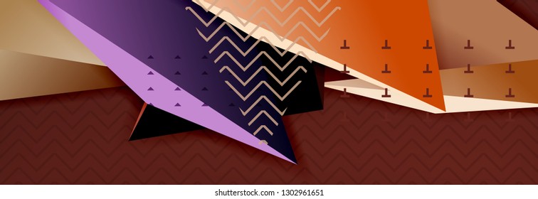 Fondo abstracto, composición de triángulo abstracto colorida mínima. Ilustración vectorial, moderno afiche triangular 3d