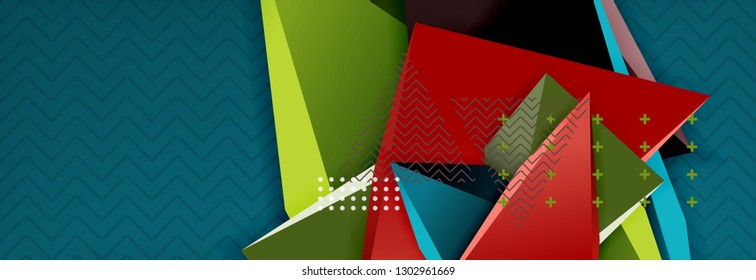 Abstract background, colorful minimal abstract triangle composition. Vector illustration, modern 3d triangular poster