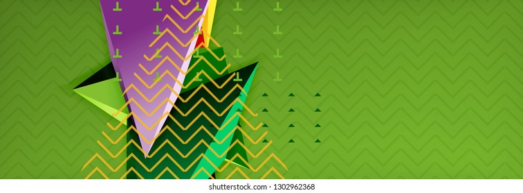 Abstract background, colorful minimal abstract triangle composition. Vector illustration, modern 3d triangular poster